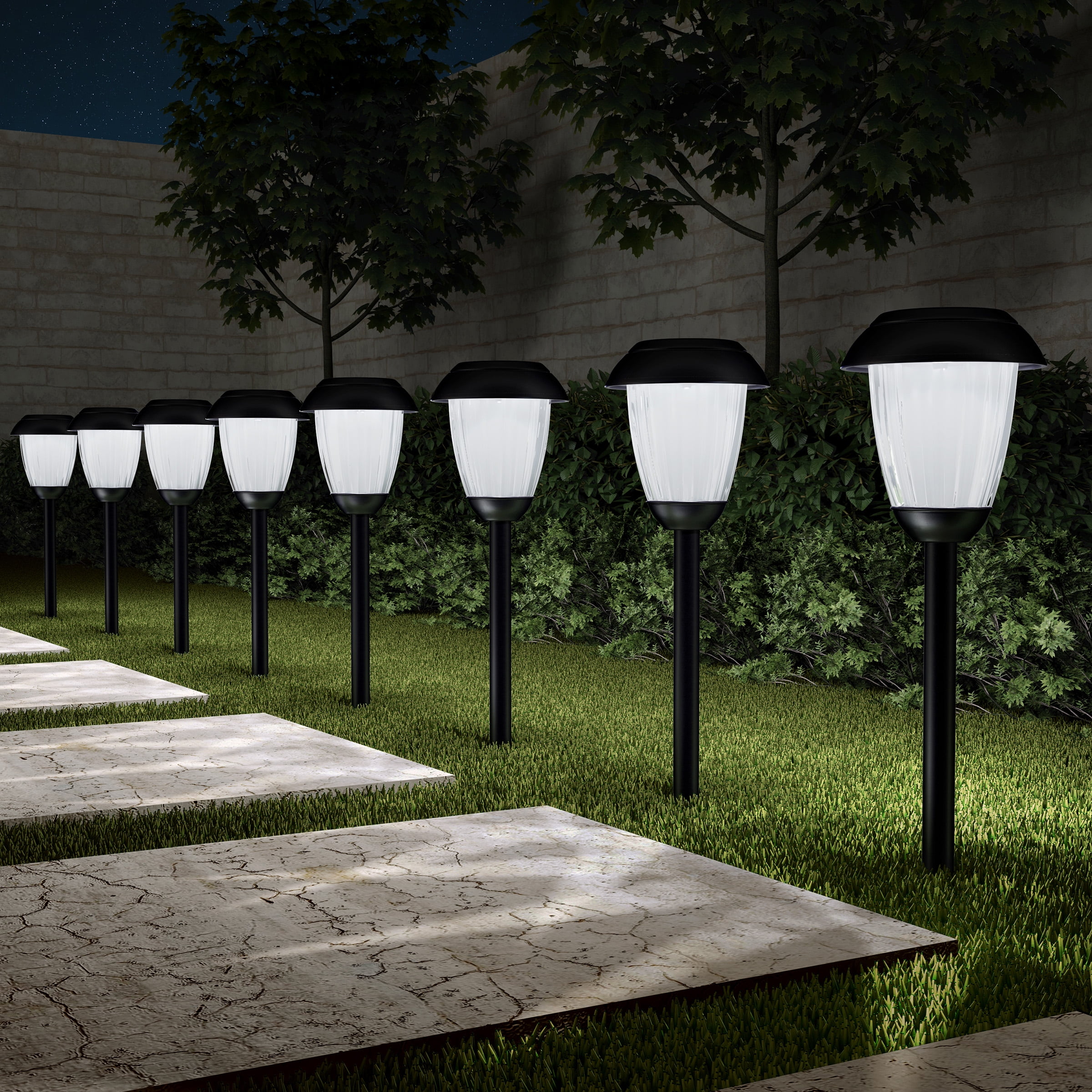 2pcs Outdoor Garden Stainless Steel LED Solar Landscape Path Lights Yard Lamp