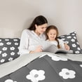 thumbnail image 4 of Homewish Dreamy Flowers Print Queen Comforter Set,Cute Cartoon Floral Comforter Sets Queen,Gray White,Light Gray Reversible,3-Piece,1 Comforter and 2 Pillowcases, 4 of 7