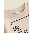 thumbnail image 6 of Suealasg Little Boys Fall Outfits Set 6M 1T 2T 3T 4T 5T Toddler Boys Long Sleeve Letter Print Sweatshirt and Sweatpants 2Pcs Autumn Contrast Color Tracksuit Clothes for Kids Boys, 6 of 7