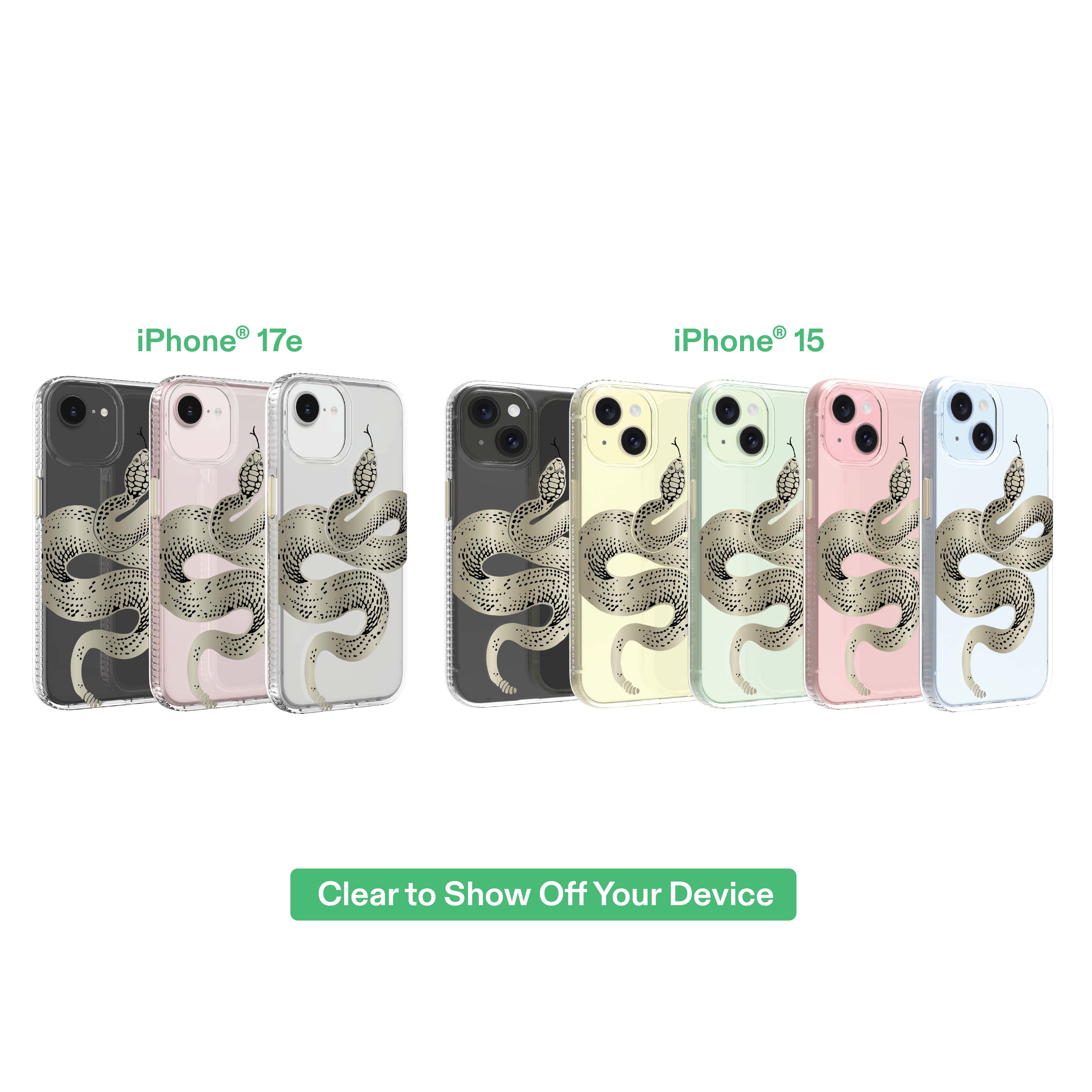 onn Gold Snake Phone Case for iPhone 17e / iPhone 16e / iPhone 15 / iPhone 14 / iPhone 13
