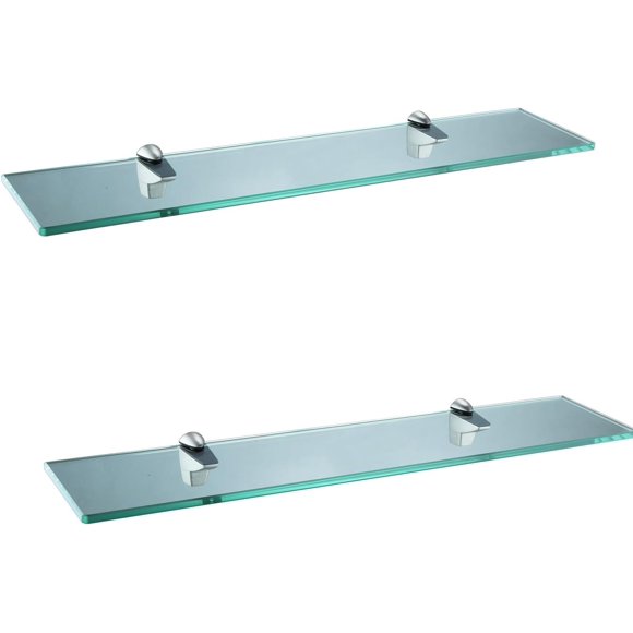 XVL Tempered Glass Shelf Bathroom 20 Inches Wall Mount Rectangular Shelves,Brushed GS3004AM-2