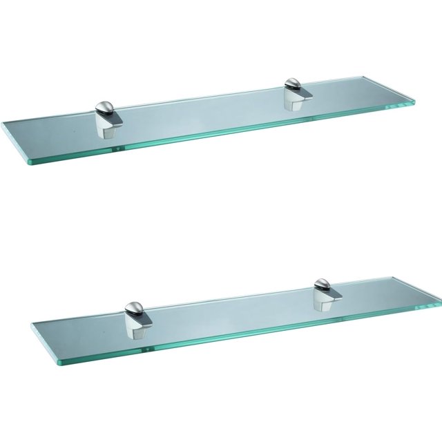 XVL Tempered Glass Shelf Bathroom 20 Inches Wall Mount Rectangular Shelves,Brushed GS3004AM-2