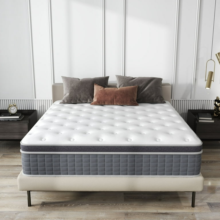 MICOOLS 14-inch Queen Hybrid Mattress, Gel Memory Foam, CertiPUR