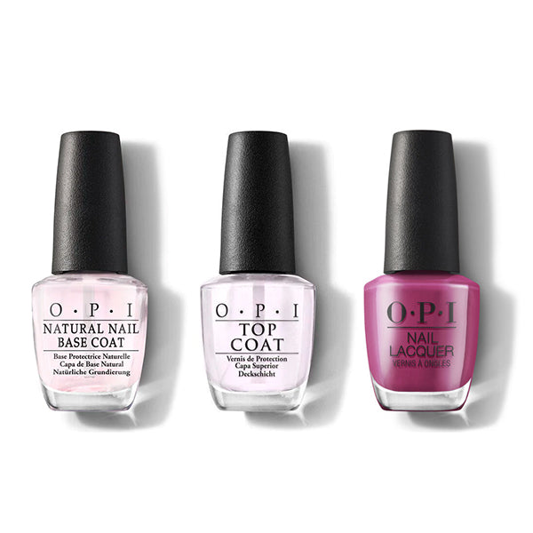 OPI Nail Lacquer Polish SET [ Base Coat & Top Coat & Feelin' Berry Glam