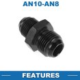 thumbnail image 5 of Unique Bargains Male Flare Reducer Hose Fitting Adapter AN10-AN8 Fuel Line Connector Aluminum Black, 5 of 6