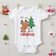 thumbnail image 1 of Es mi primer mono navideño con estampado de ciervos para bebé, mono de ciervo para recién nacido, mono de manga corta para niños y niñas, ropa de fiesta para bebés, 1 of 5