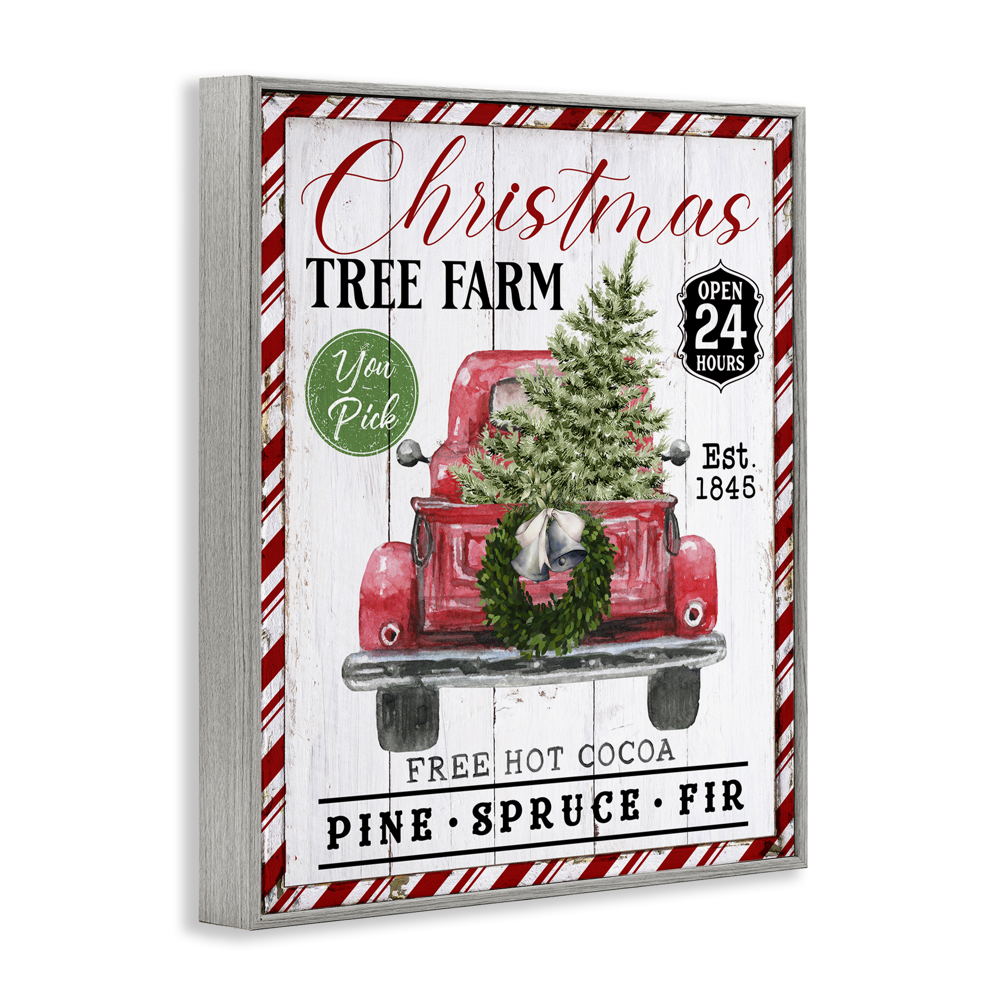 Stupell Industries Holiday Tree Farm Sign Holiday Painting Gray Framed Art Prints Wall Art, 24 x 30