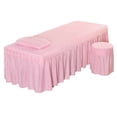 thumbnail image 2 of pitrice Soft Beauty Massage Bed Sheet With Pillowcase and Stool Cover Pink, 2 of 9