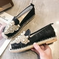 thumbnail image 4 of LSLJS Sandales Femmes Perles Unies Talons Plats Sandales à Bout Ouvert Chaussures, Chaussures Plates, 4 of 8