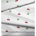 thumbnail image 3 of Soimoi White Cotton Duck Fabric Snowflakes & Cherry Fruits Print Fabric by the Yard 56 Inch Wide, 3 of 3