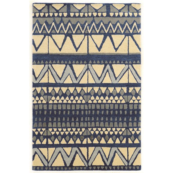 Riverbay Furniture 5' x 8' Hand Tufted Rug in Ivory and Blue