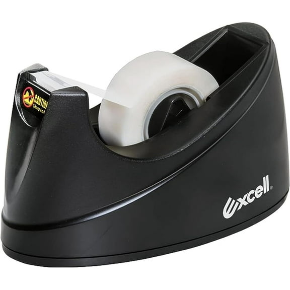 Excell OFFICEPLUS Desk Tape Dispenser – 3/4" Wide, 1" Core, Durable Plastic with Non-Skid Base for Office & Home Use