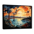 thumbnail image 2 of Designart "Golden Gateway Yellow Orange Bridge III" Bridges Floater Framed Canvas Print, 2 of 7