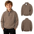 thumbnail image 3 of JAJAHO Kids Boys Leopard Neck Sweatshirt Quarter Zip Pullover Long Sleeve Sweatshirts 2-14Y, 3 of 6