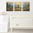 thumbnail image 2 of Baby Girl Adventure Nursery Decor, Adventure Nursery Wall Art, Watercolor Mountain Landscape, Woodland Decor for Kids Room, Baby Girl Set of 3 Canvas Set, Framed 16"x24", 2 of 5
