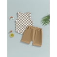 thumbnail image 4 of NZNDSHD Toddler Boys Summer Outfit Sets Sleeveless Checkerboard Print Vest + Solid Color Drawstring Shorts, 4 of 8