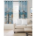 thumbnail image 2 of Beach Seagull Blackout Curtains for Bedroom/Living Room, Thermal Insulated Kitchen Curtains, Birds Rustic Wood Watercolor Painted Grommet Darkening Window Treatment Drapes 52"x84"x2, 2 of 8