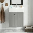 thumbnail image 2 of Euroco 21.6 inch Modern Floating Bathroom Vanity with Ceramic Basin - Perfect for Small Bathrooms, Left side storage, 2 of 9