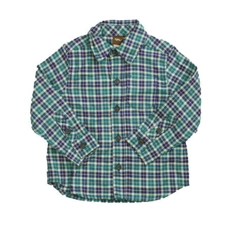 

Pre-owned Tea Boys Blue | Green Button Down Long Sleeve size: 12-18 Months