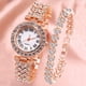 thumbnail image 4 of Reloj de mujer con patrón romano y diamantes, reloj de cuarzo, pulsera, reloj de mujer, 4 of 6