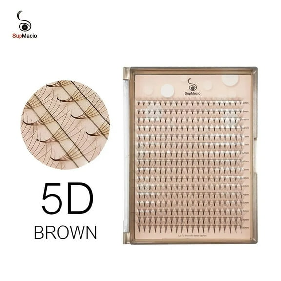 Russian Volume Fans Supmacio Brown Pre Made Fans Lashes Extensions 5d 6d 10d 0.07mm 320 Fans Faux Mink Makeup