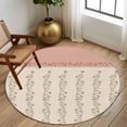 thumbnail image 2 of Round Rugs 6Ft, Spring Pink Floral Round Area Rug Washable Indoor Throw Carpet, Vintage Farmhouse Flowers Art Soft Non Slip Circle Rug for Office Cabinet Home Decor Aesthetic, 2 of 8