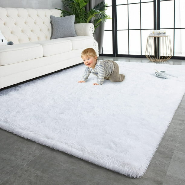 Alfombra TWINNIS 183x274 cm, suave y esponjosa, blanca, antideslizante