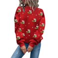 thumbnail image 1 of Gibobby Suéter navideño Mujeres cuello redondo manga larga Navidad impresión suéter tejido abrigo(Rojo,M), 1 of 5