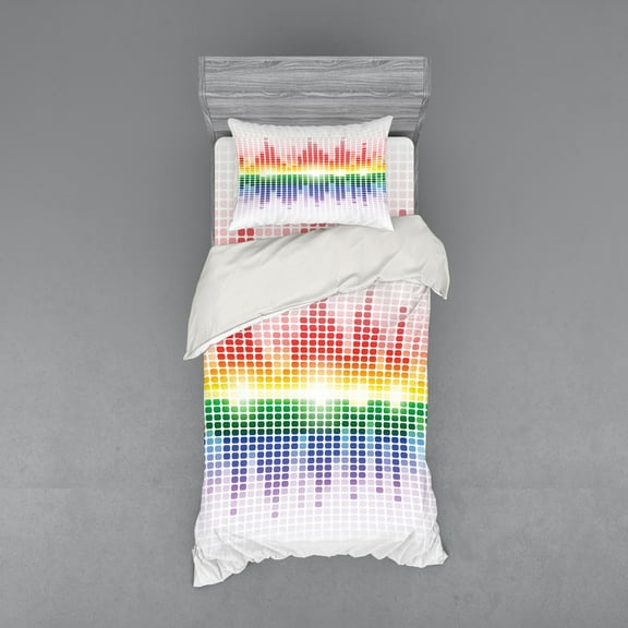 Ambesonne Music Bedding Set 3 Pcs, Vibrant Colors Club Disco, Twin XL, Multicolor