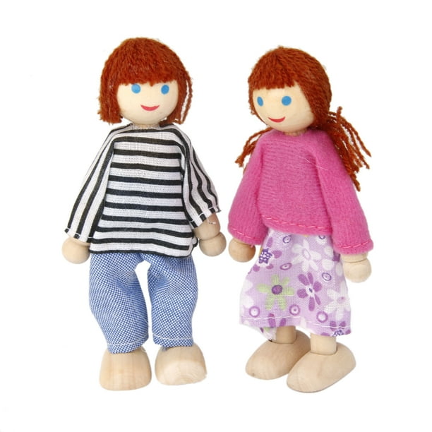 Family Dollhouse Family 6 Wooden Dolls Set Kids Toys 4 Adult