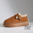 thumbnail image 5 of Winter Flat Shoes for Women Suede Fuzzy Warm Platform Low Top Booties Slippers Buckle Strap Casual Round Toe Slip on Walking Shoes Brown Size 8, 5 of 8