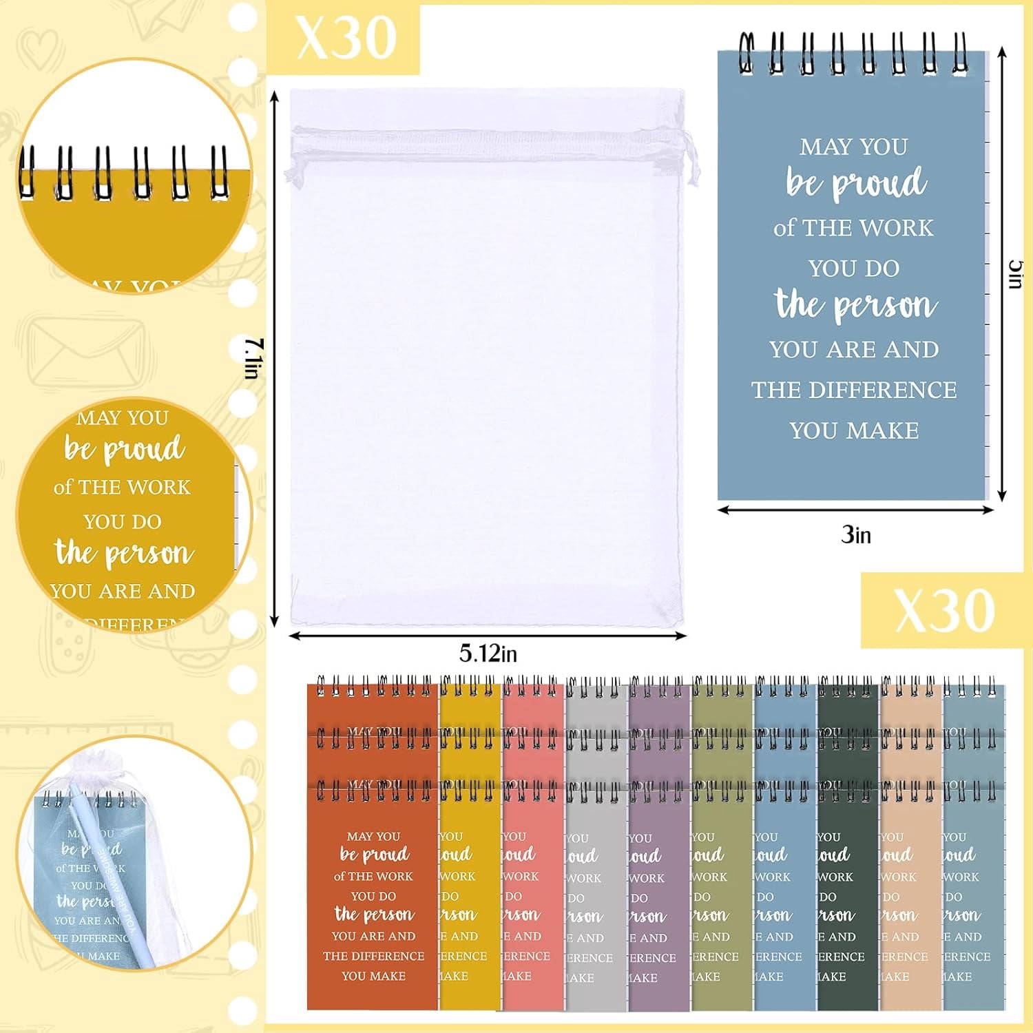 30 Pack Coworker Appreciation Gifts Set Motivational Notebooks with Ballpoint Pen Inspirational Thank You Gifts Bulk for Team Coworker Employees Teacher Christmas Appreciation Favors