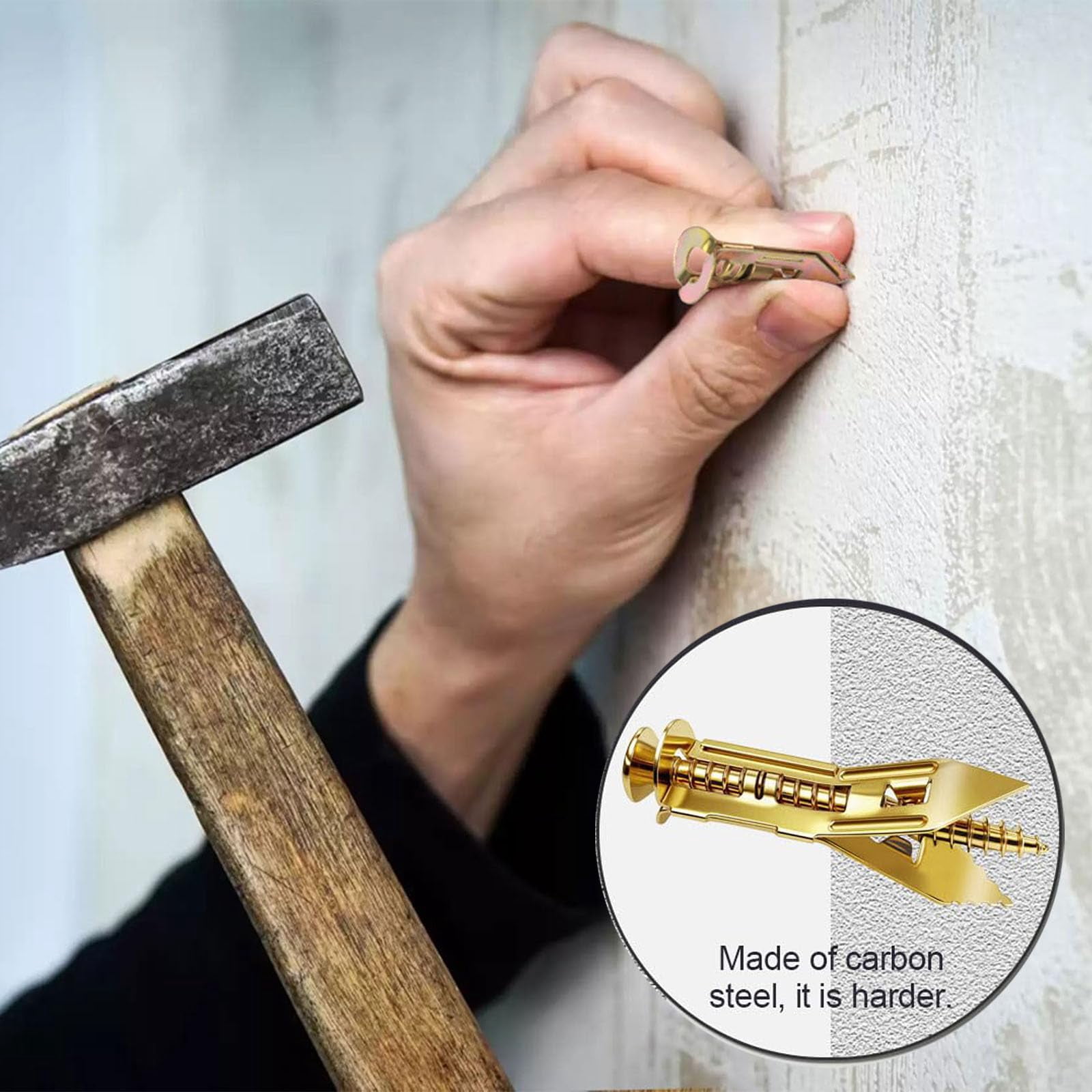 160Pcs Self Drilling Drywall Anchors with Screws Kit,Zinc Plated Steel,2 Sizes Expansion Screws and 2 Sizes Wall Anchors.No Drill Hole Needed for Mounting TV,Shelf,Mirror,Cabinet,Picture Frames