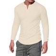 thumbnail image 4 of Men Long Sleeves  Neck Solid Button Pullover Casual Men T Shirt Men Blouse, 4 of 6