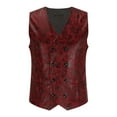 thumbnail image 3 of Aueoeo Mens Suit Vests Slim Fits Double Breasted Printed Waistcoat Lapel Collar Down Vests Jackets, 3 of 6
