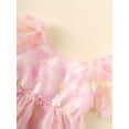 thumbnail image 3 of Newborn Baby Girl Clothes pink Floral Meshed Dress Infant Clothes Spring Summer Bubble Sleeve Skirt+Headband, 3 of 5