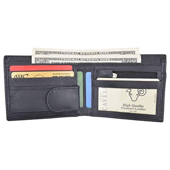 Slim Mens Bifold Wallet Premium Leather Credit Card ID Holder Key Pocket Wallet
