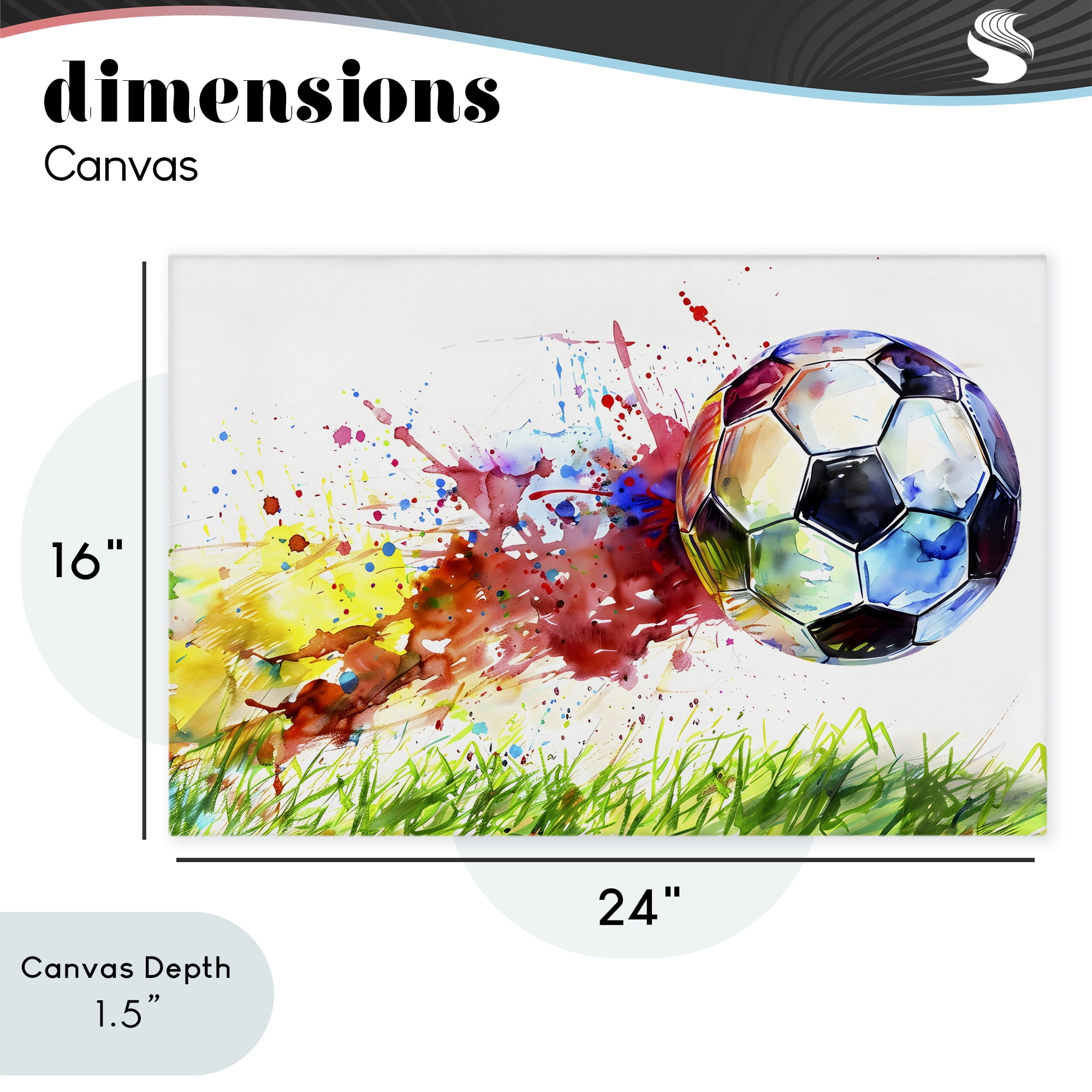 Stupell Industries Watercolor Soccer Ball in Motion Canvas Wall Art, design by Creative Studio
