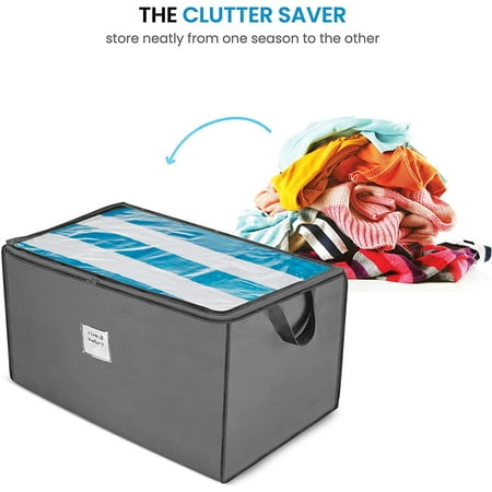 Koskano Large Comforter Blanket Storage Bins Set Of 2 Foldable Storage Bag Closet Organizer Clear Window Durable Zipper Carry Handles Storage Container For Quilts Bedding Linen Seasonal C Walmart Com Walmart Com