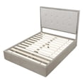 thumbnail image 2 of Upholstered Solid Wood Platform California King Bed with Storage Gray, 2 of 5