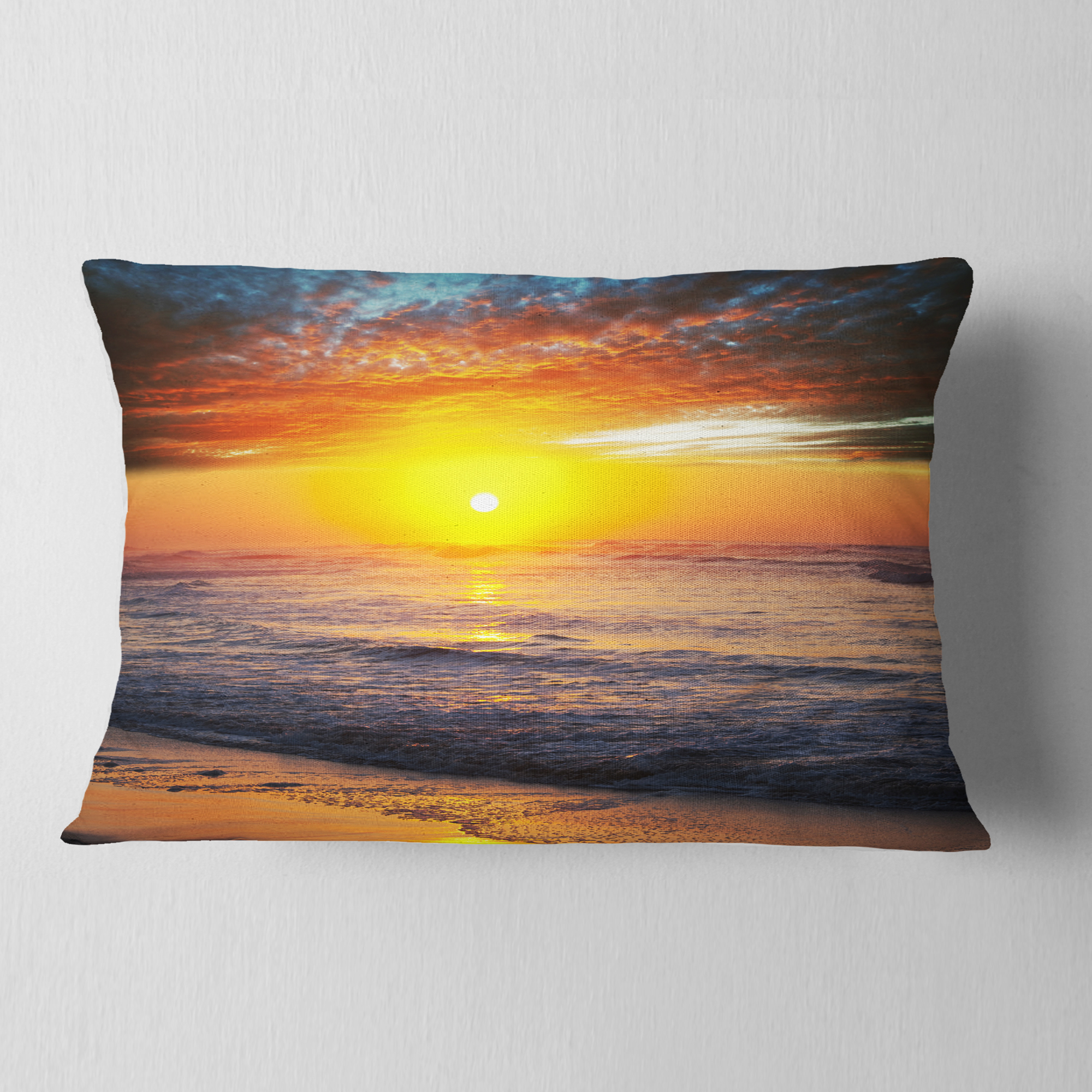 Designart 12" x 20" Blue Polyester Throw Pillow