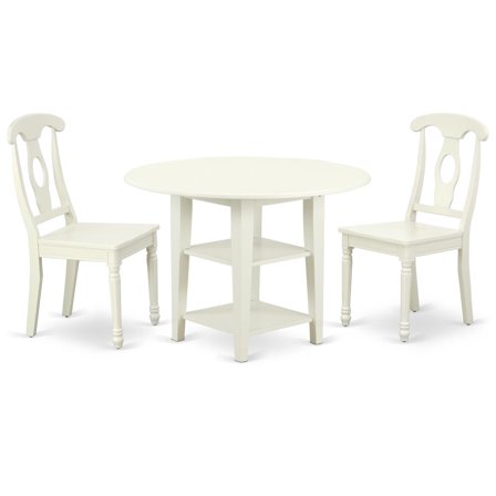 East West Furniture Dining Room Set Linen White, SUKE3-LWH-W