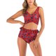 thumbnail image 4 of Traje de baño para mujer, sin montura, de talle alto, en capas, con volantes en la espalda, con tiras, trajes de baño divididos transpirables para actividades acuáticas, Rojo M, 4 of 7