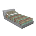 thumbnail image 2 of Ambesonne Colorful Fitted Sheet & Pillow Sham Set, Sign Motif, Twinxl, Coral Teal and Brown, 2 of 2