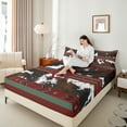 thumbnail image 4 of jejeloiu Vintage Cattle Hide Full Size Sheets,Retro Geometric Rhombus Bed Sheets,Brown Red White Sheet Sets For Teens,Super Cozy Room Decor,4-Piece, 4 of 7