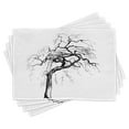 thumbnail image 1 of Ambesonne Nature Place Mats Set of 4, Autumn Tree Dry Branches, Standard Size, Black White, 1 of 6