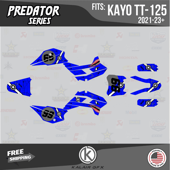 Kalair GFX Graphics Kit for Kayo Pit Bike TT 125 and TT 140 (2021 ) Predator Series