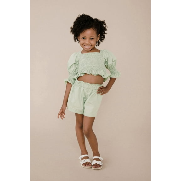 Smocked crop short set