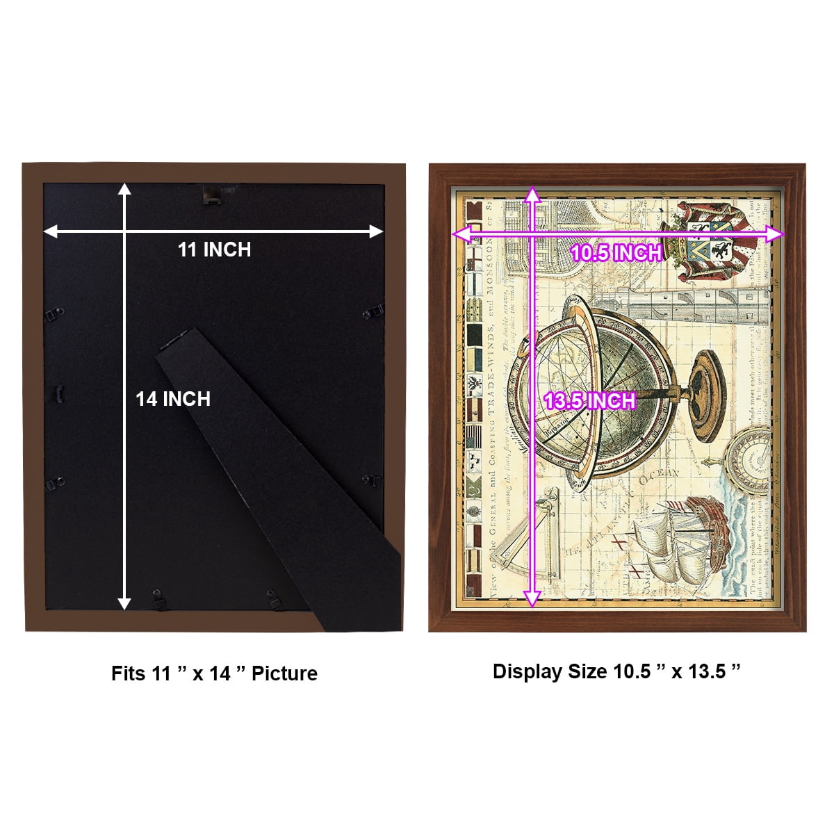 Nautical Map II -Framed Print w/glass-Chestnut
