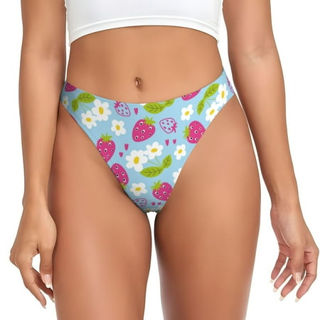 Sigee Strawberry And Flowers for Women s G-String Panty  Low Rise  Soft Lace Perfect for Everyday Wear or Special Occasions-4X-Large